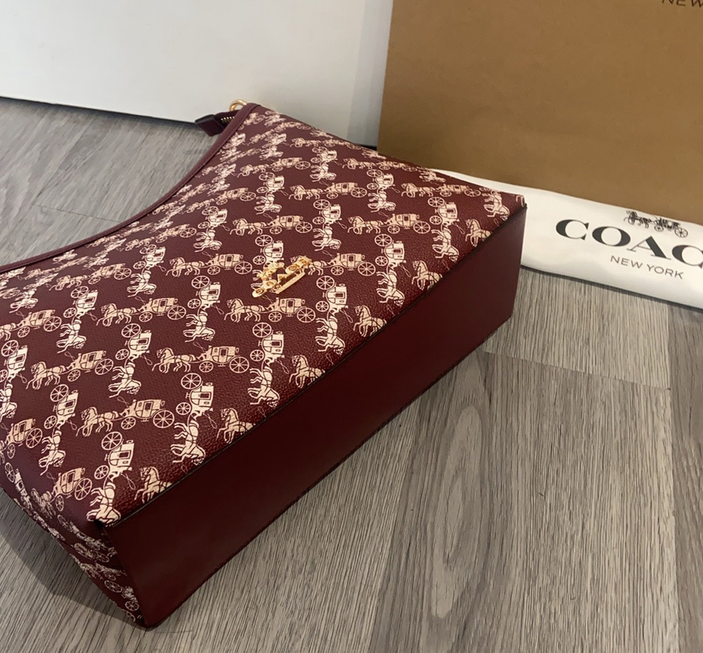 Coach Burgundy Classic Carriage Monogram Underarm Bag - Picture 7 of 9